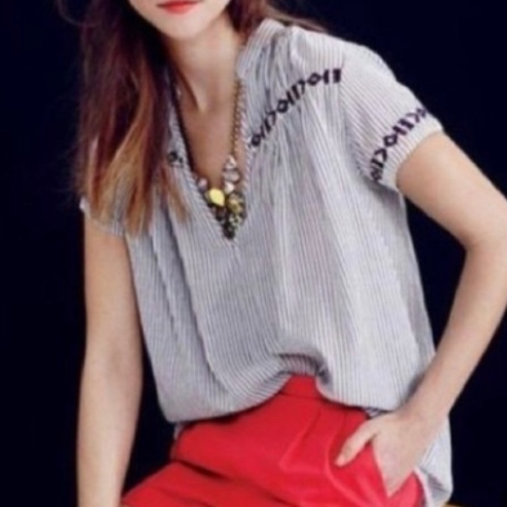 J.Crew Contrast Embroidered Stripe Tunic
